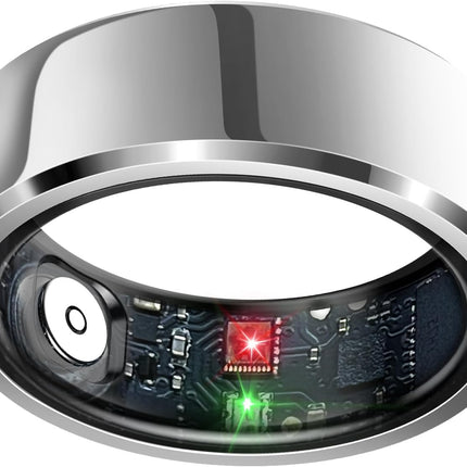 Sleep Tracker Ring with Heart Rate, Waterproof Fitness Ring for Activity Monitoring/Steps/Distance/Calories, Air Gestures, up to 7-Day Battery, for Ios Android (Silver,#12)
