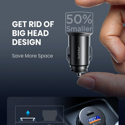 67.5W for Iphone 17 Car Charger USB C Fast Charge, PD 45W USB C Car Charger Adapter, All Metal Cigarette Lighter Adapter Fit Iphone 17 Pro 16 15 Pro Max Air Samsung S25 Android
